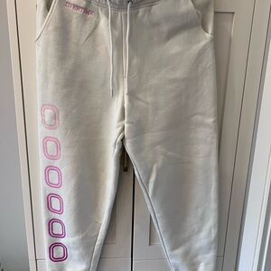 Stylish White Joggers with Pink Details